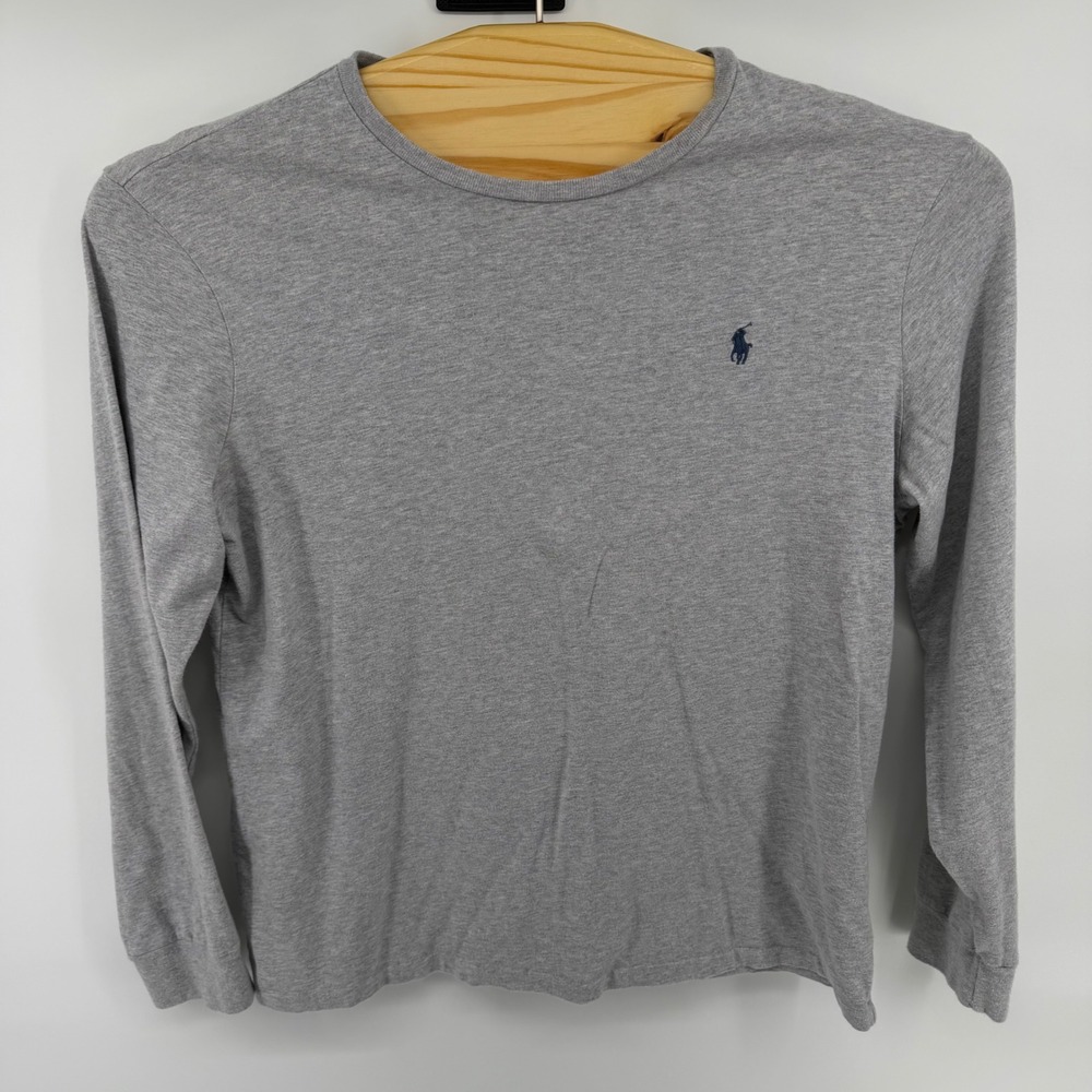 Ralph Lauren Men's Long Sleeve Crew Neck T Shirt Gray Pony Logo Size L